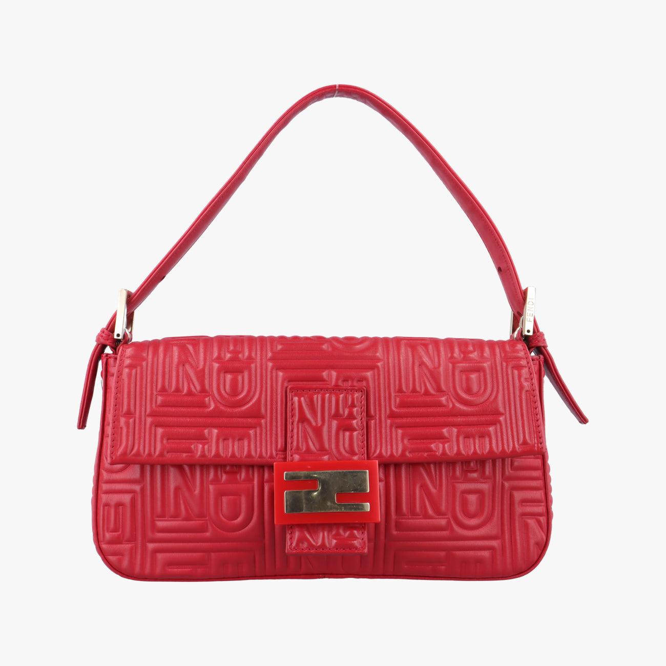 Pre-owned Fendi Baguette Red lambskin 8BR600 shoulderbag | stylenewstar