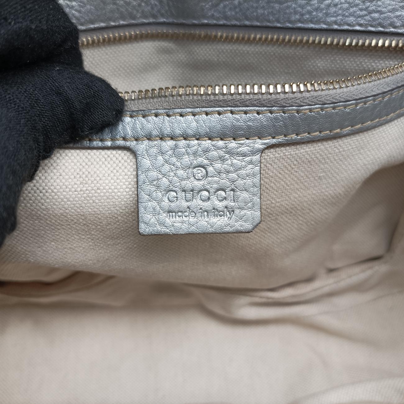 Vintage Gucci New Bamboo Beige×Silver canvas x leather 254884 shoulderbag | stylenewstar