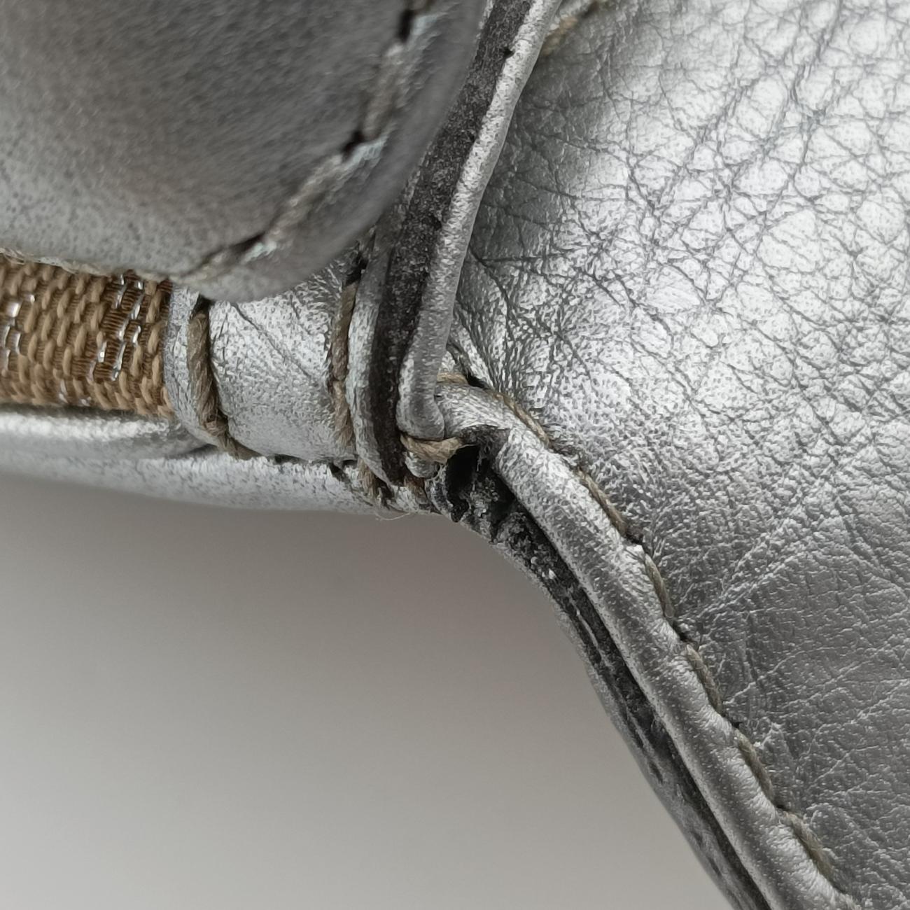 Vintage Gucci New Bamboo Beige×Silver canvas x leather 254884 shoulderbag | stylenewstar