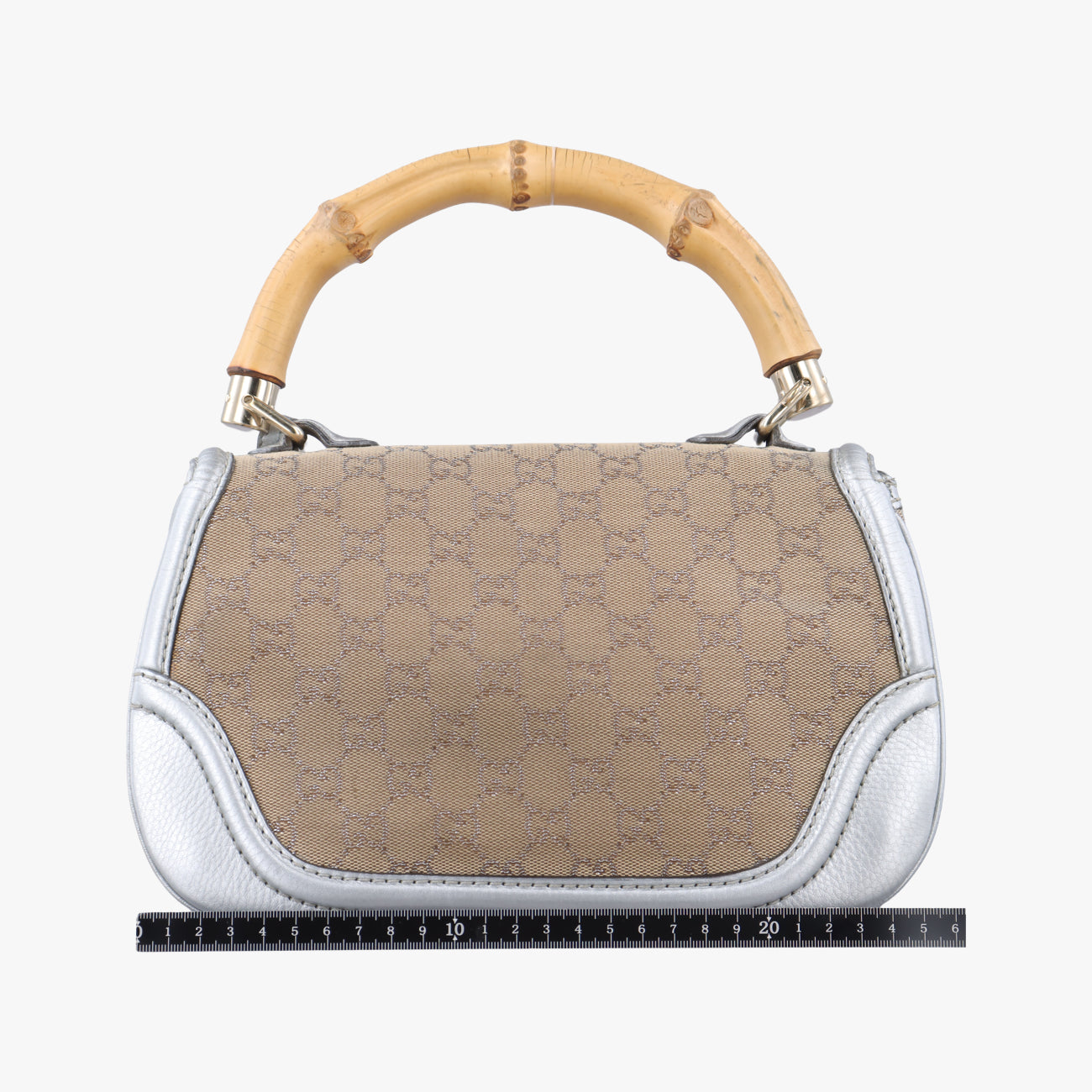 Vintage Gucci New Bamboo Beige×Silver canvas x leather 254884 shoulderbag | stylenewstar