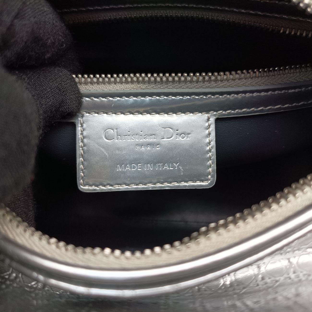 Secondhand Christian Dior Lady Dior Silver Patent Leather  shoulderbag | stylenewstar