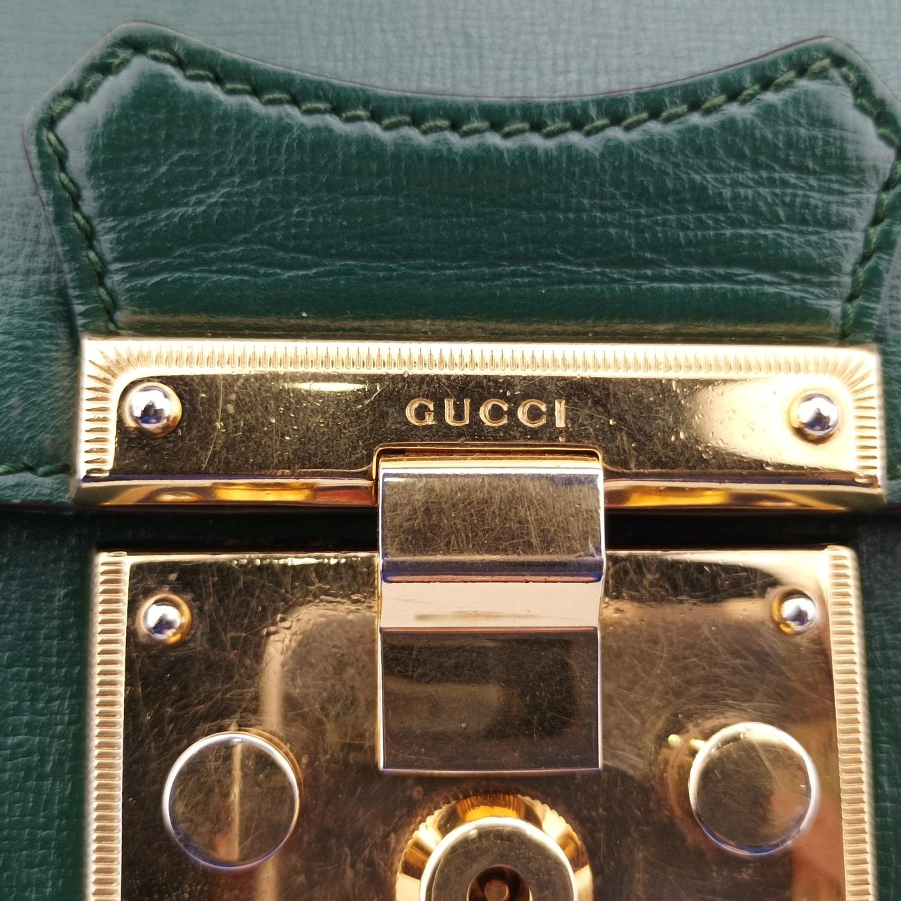 Secondhand Gucci GG flora Padlock Bamboo Green Leather 603221 shoulderbag | stylenewstar