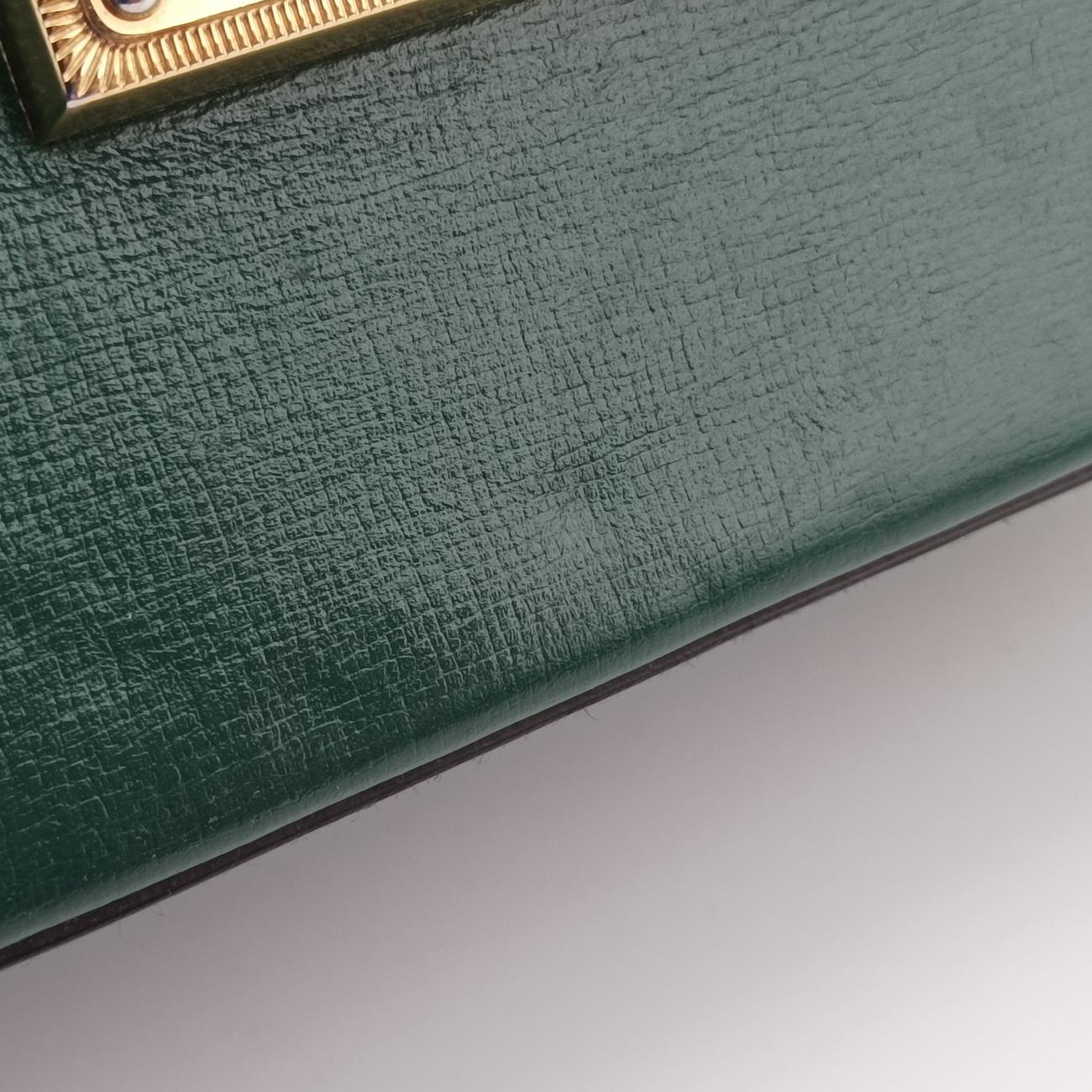 Secondhand Gucci GG flora Padlock Bamboo Green Leather 603221 shoulderbag | stylenewstar