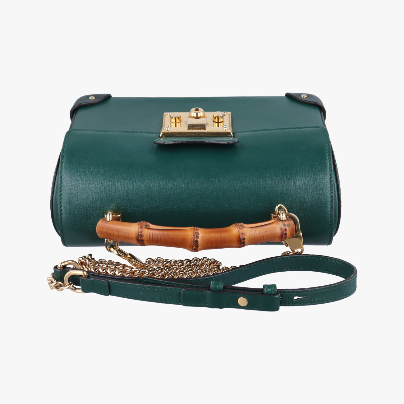 Secondhand Gucci GG flora Padlock Bamboo Green Leather 603221 shoulderbag | stylenewstar