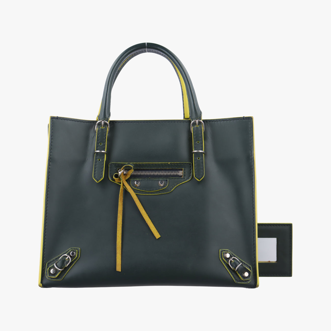 Pre-owned Balenciaga Paper A6 Tote Green×Yellow Leather  handbag | stylenewstar