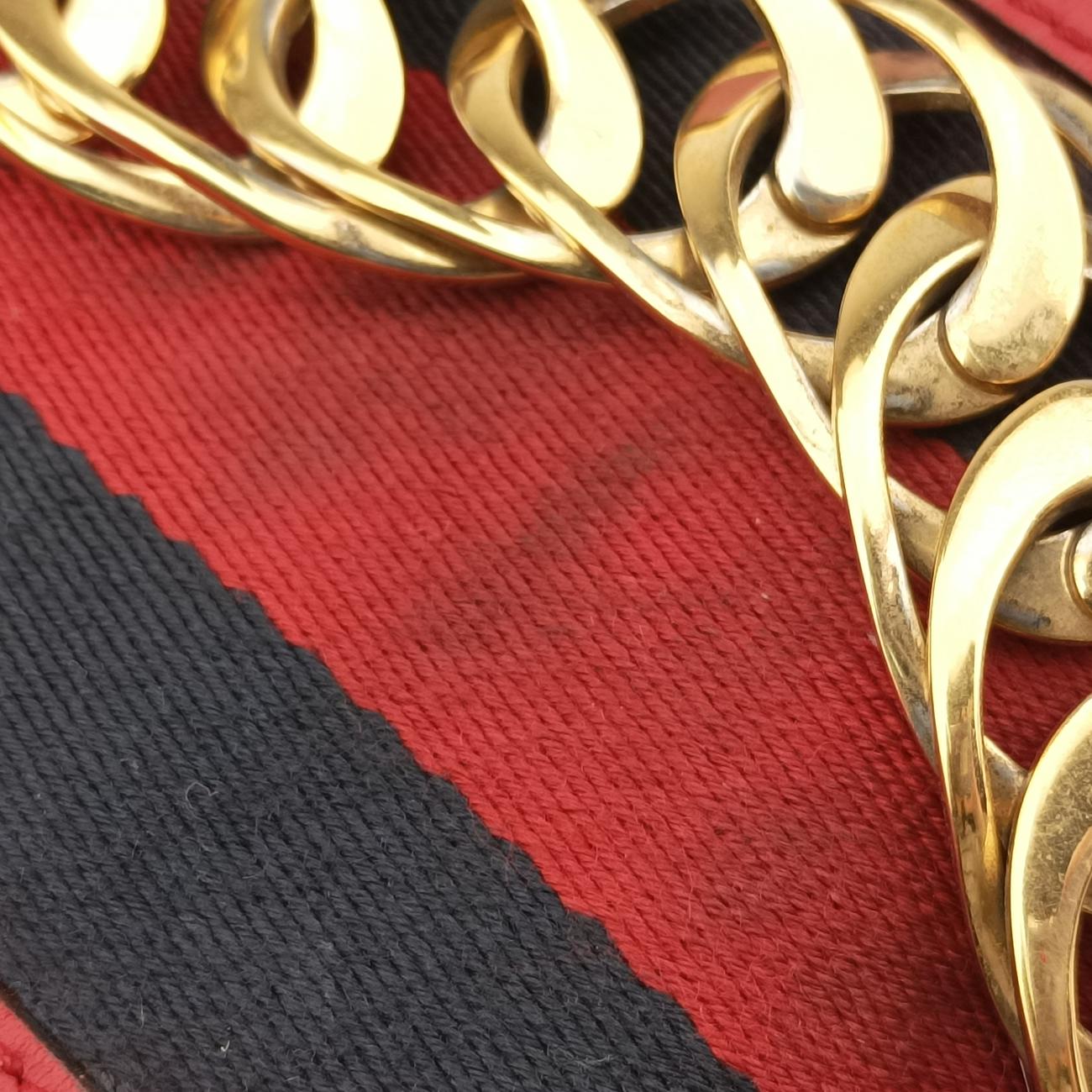 Pre-owned Gucci Sylvie Red×navy Leather 421882 shoulderbag | stylenewstar