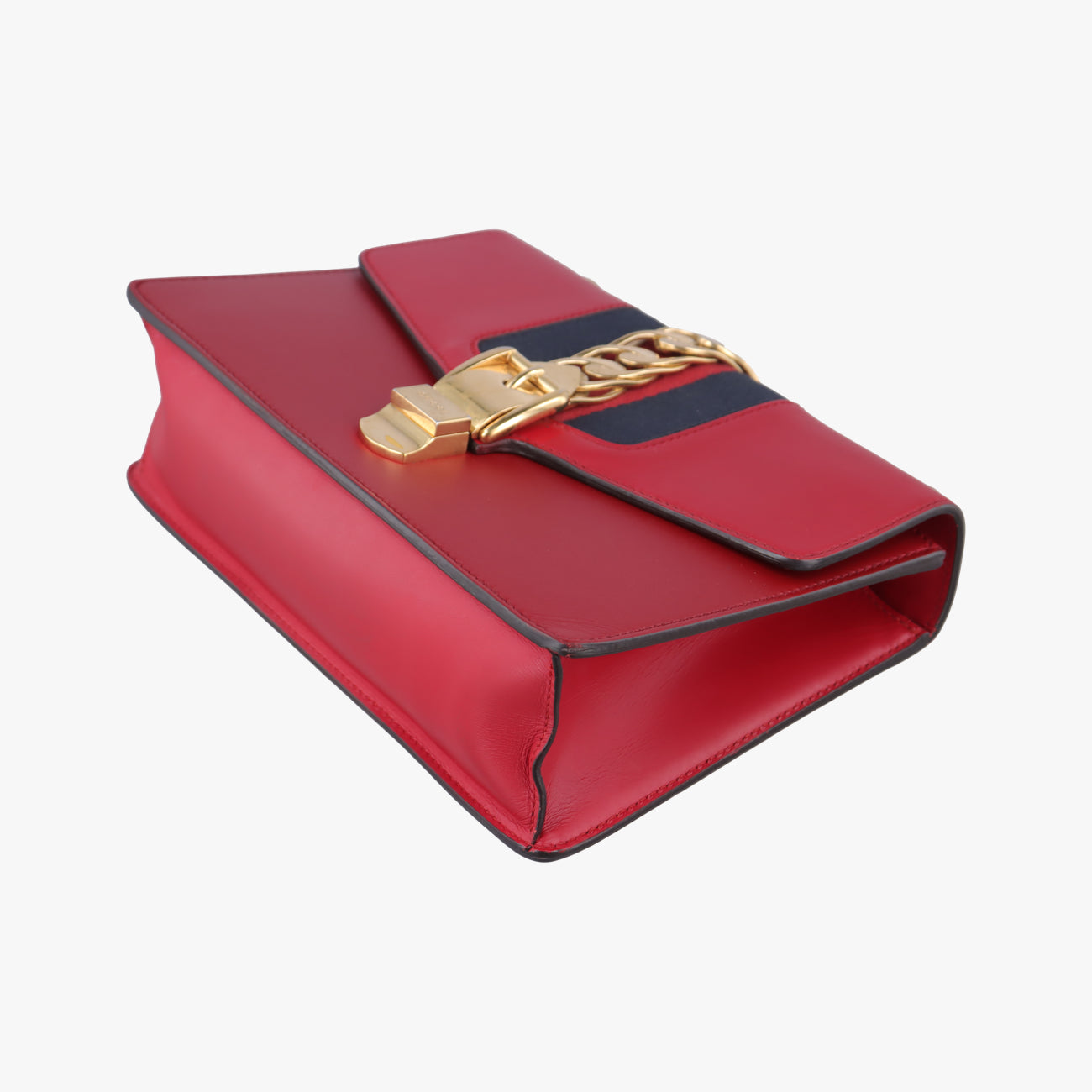 Pre-owned Gucci Sylvie Red×navy Leather 421882 shoulderbag | stylenewstar