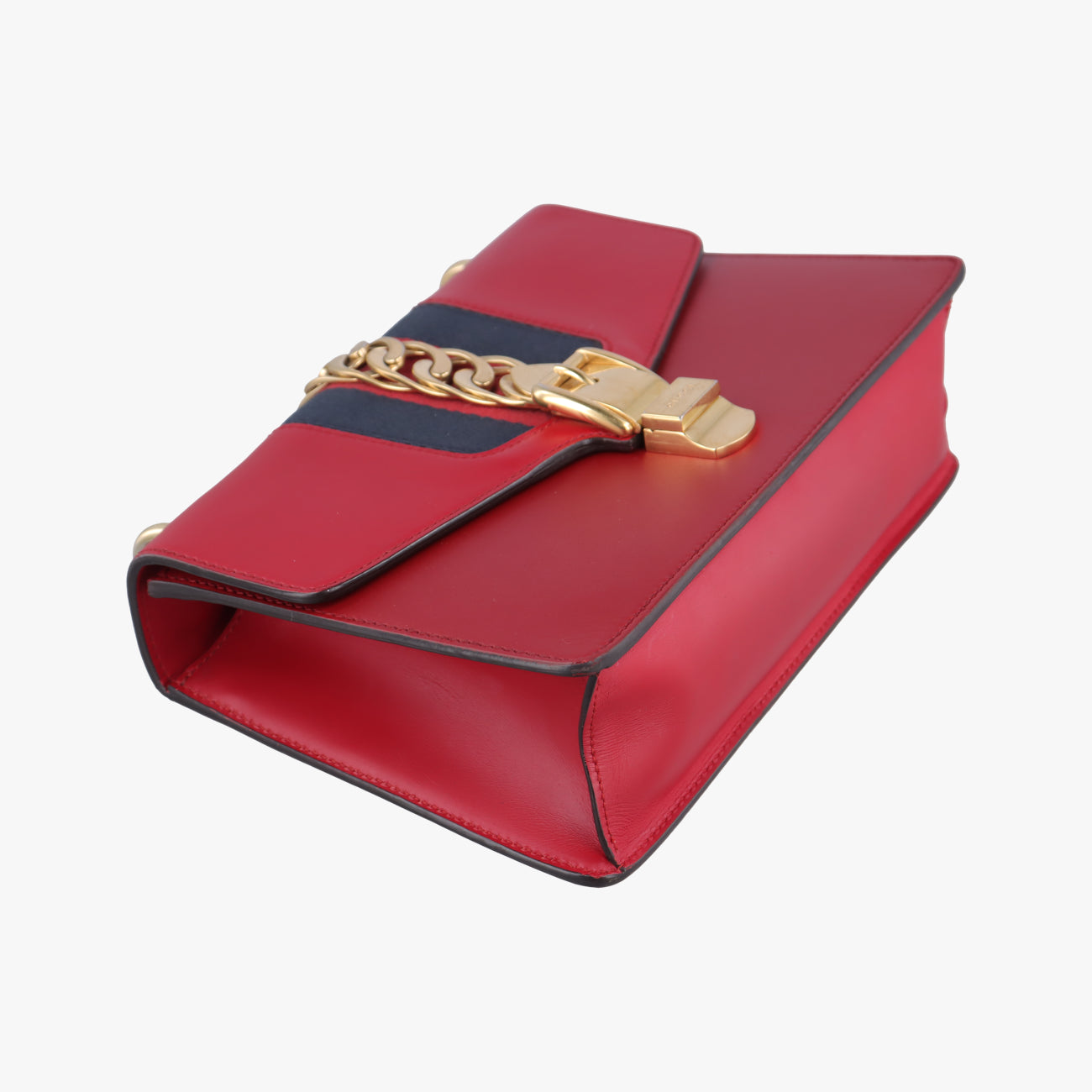 Pre-owned Gucci Sylvie Red×navy Leather 421882 shoulderbag | stylenewstar