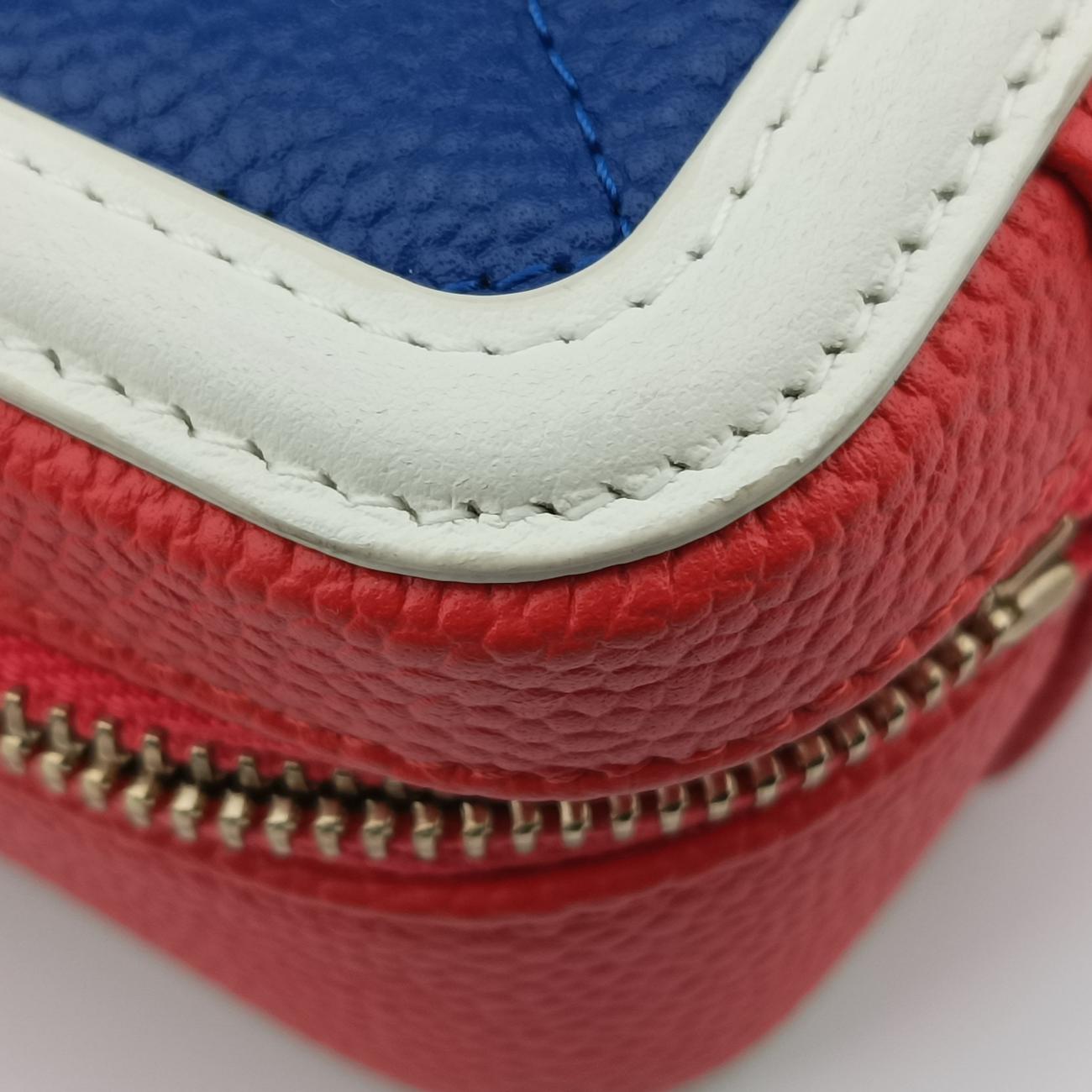 Pre-owned Chanel Filigree Vanity Case Top Handle Red x Blue x White Caviar Skin A84452 shoulderbag | stylenewstar