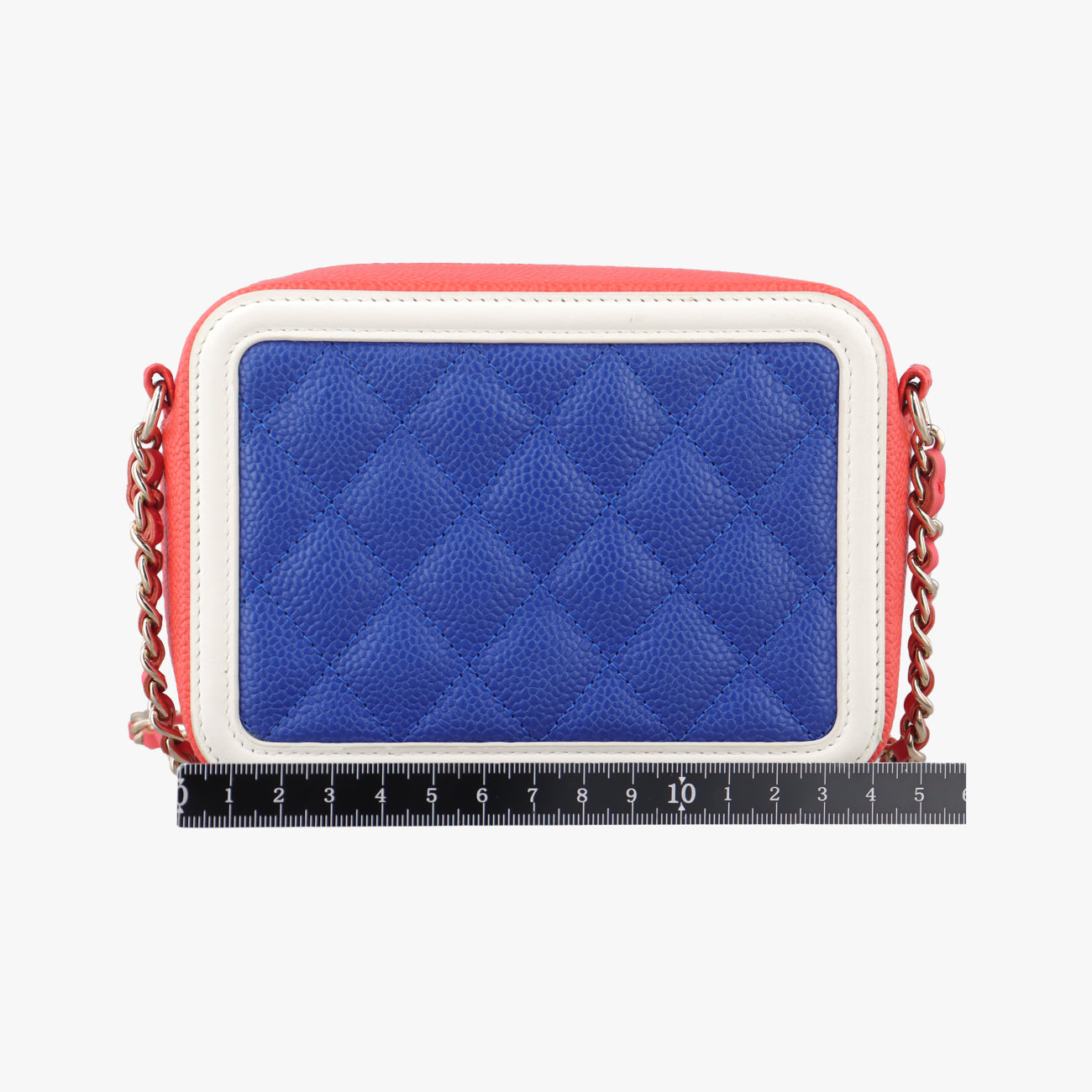 Pre-owned Chanel Filigree Vanity Case Top Handle Red x Blue x White Caviar Skin A84452 shoulderbag | stylenewstar