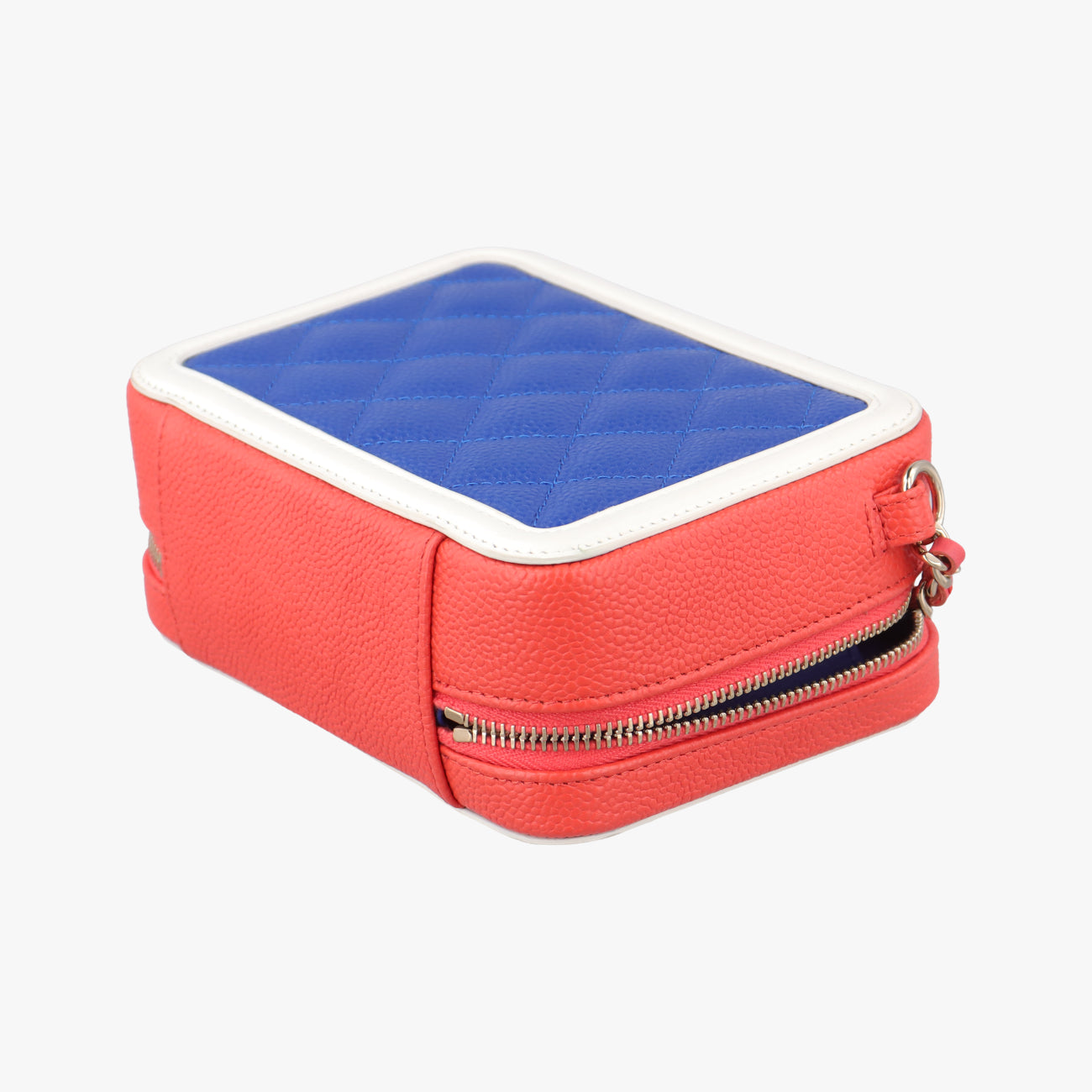 Pre-owned Chanel Filigree Vanity Case Top Handle Red x Blue x White Caviar Skin A84452 shoulderbag | stylenewstar