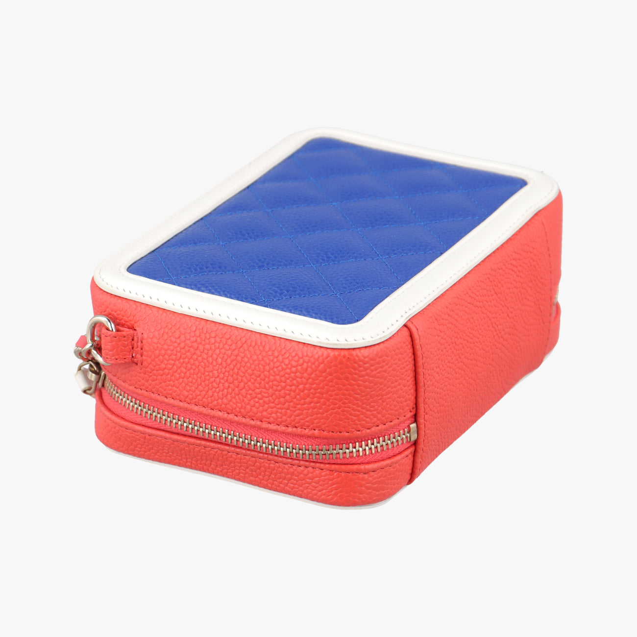 Pre-owned Chanel Filigree Vanity Case Top Handle Red x Blue x White Caviar Skin A84452 shoulderbag | stylenewstar