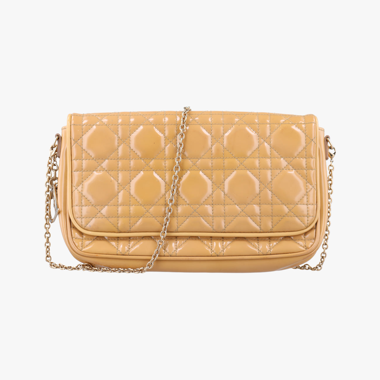 Pre-owned Christian Dior Cannage Beige Enamel  shoulderbag | stylenewstar