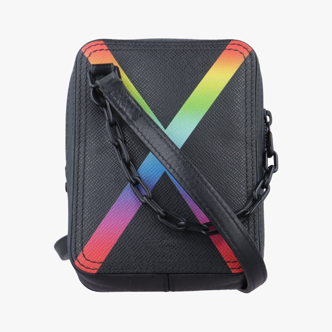 Pre-owned Louis Vuitton Danoob Messenger Black × Orange × Blue Taiga M30332 shoulderbag | stylenewstar