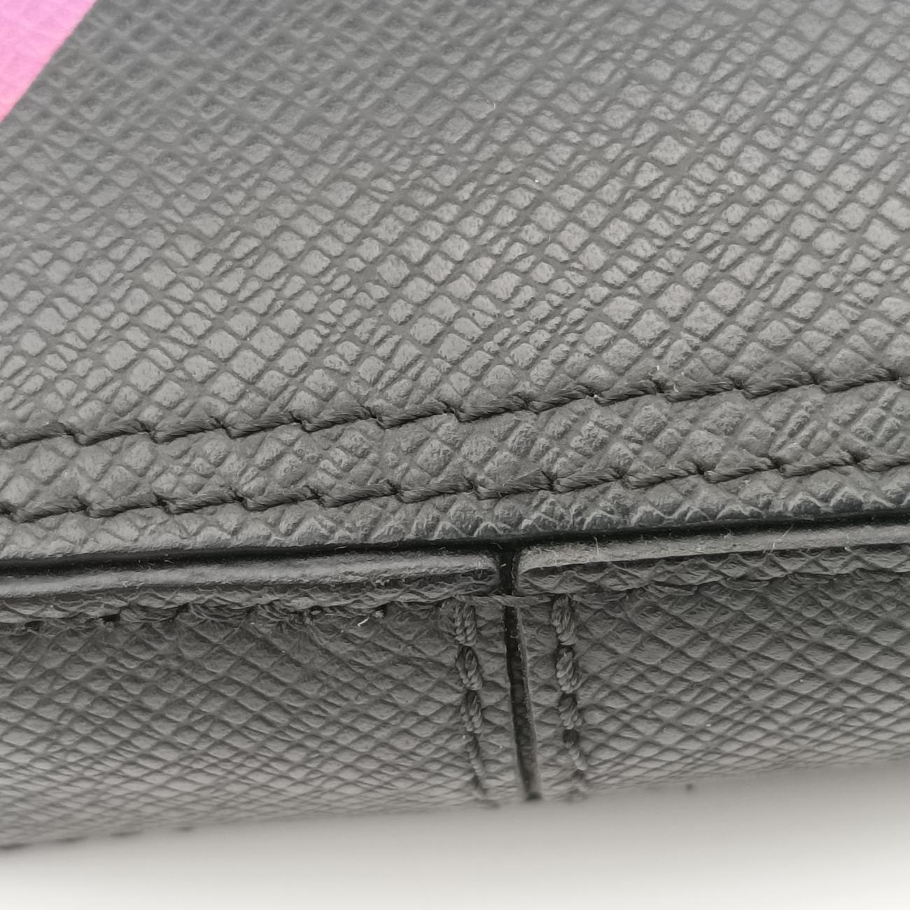 Pre-owned Louis Vuitton Danoob Messenger Black × Orange × Blue Taiga M30332 shoulderbag | stylenewstar