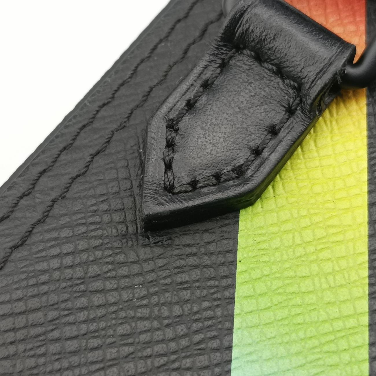 Pre-owned Louis Vuitton Danoob Messenger Black × Orange × Blue Taiga M30332 shoulderbag | stylenewstar