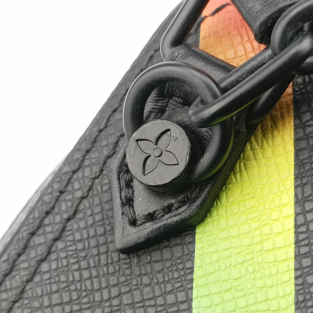 Pre-owned Louis Vuitton Danoob Messenger Black × Orange × Blue Taiga M30332 shoulderbag | stylenewstar