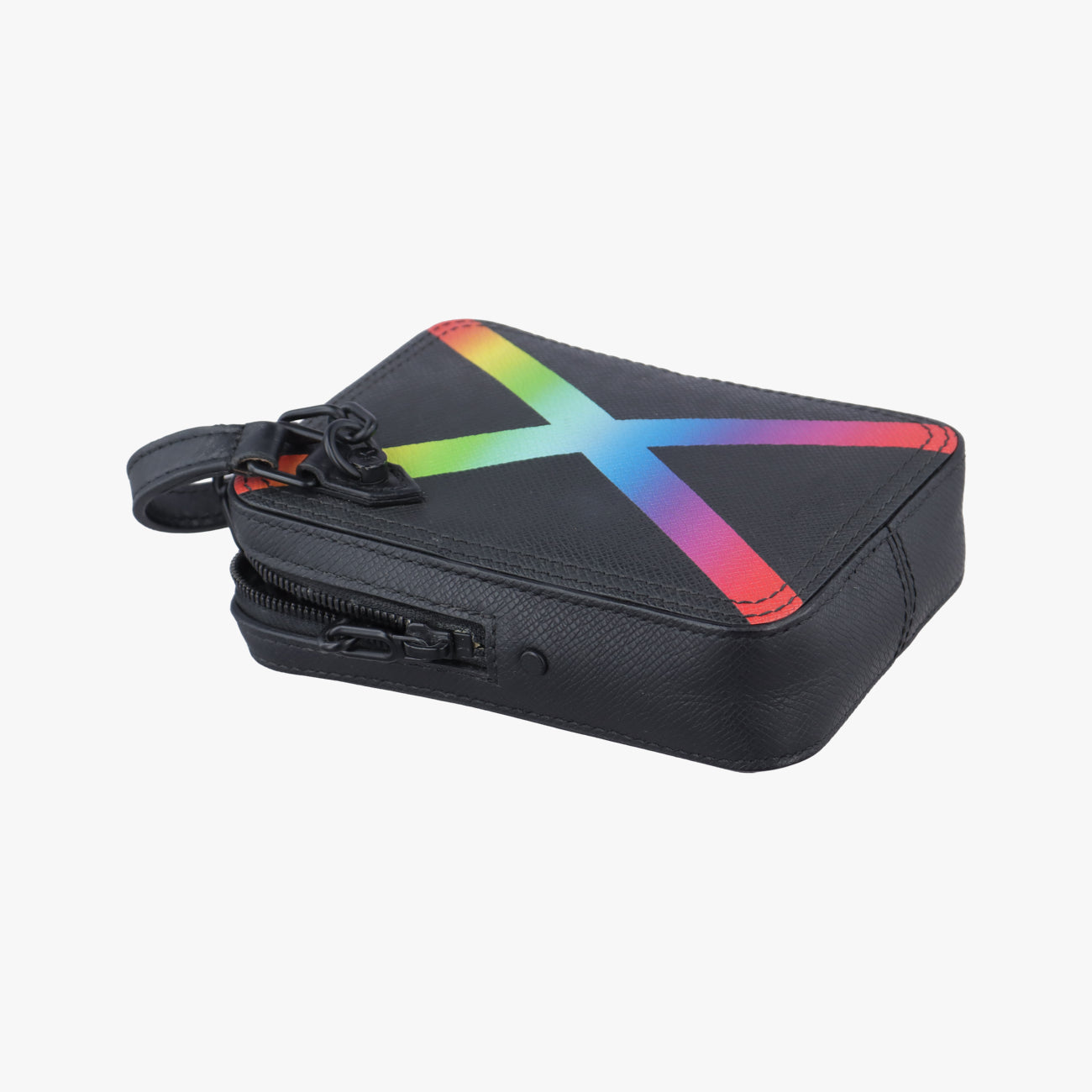 Pre-owned Louis Vuitton Danoob Messenger Black × Orange × Blue Taiga M30332 shoulderbag | stylenewstar