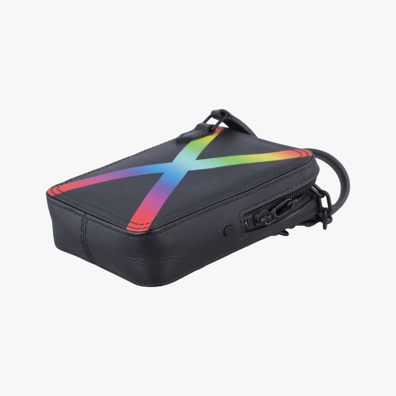 Pre-owned Louis Vuitton Danoob Messenger Black × Orange × Blue Taiga M30332 shoulderbag | stylenewstar