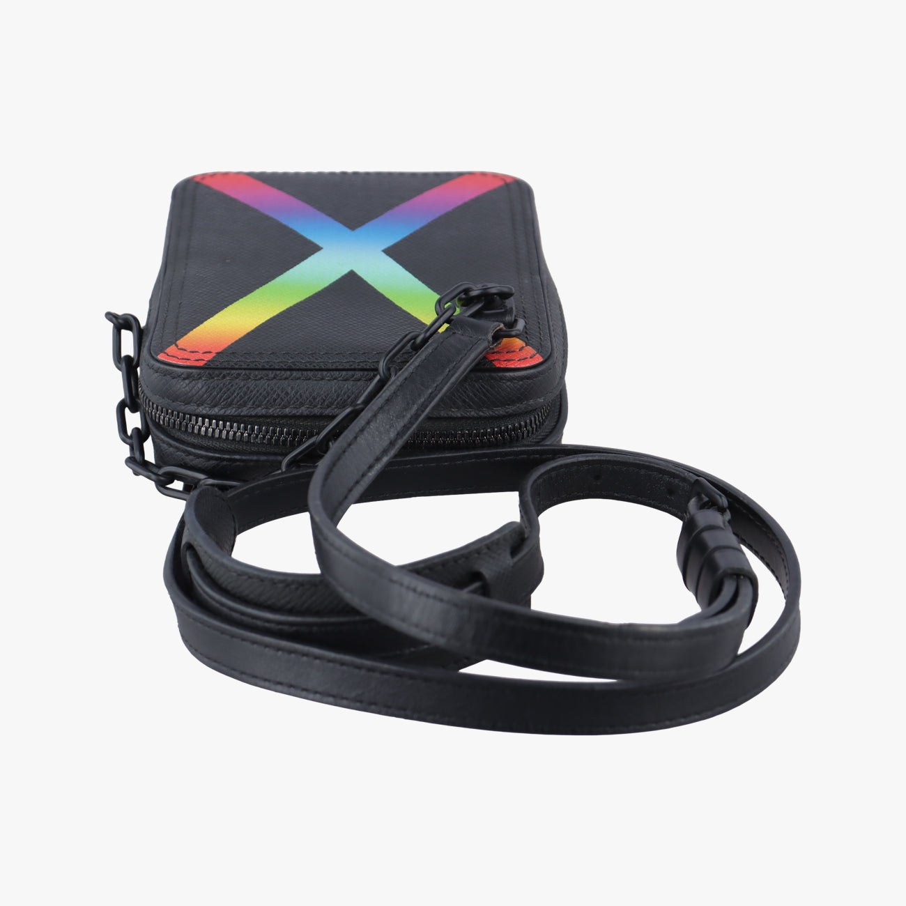 Pre-owned Louis Vuitton Danoob Messenger Black × Orange × Blue Taiga M30332 shoulderbag | stylenewstar