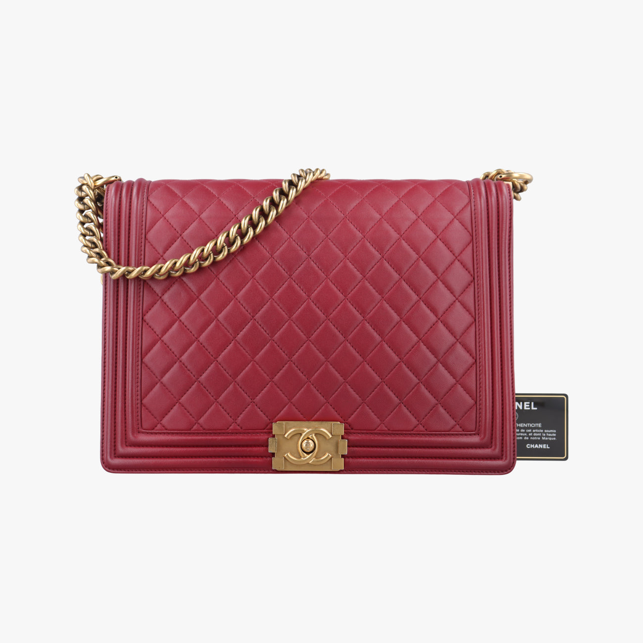 Pre-owned Chanel BOY CHANEL Red lambskin A67087 shoulderbag | stylenewstar