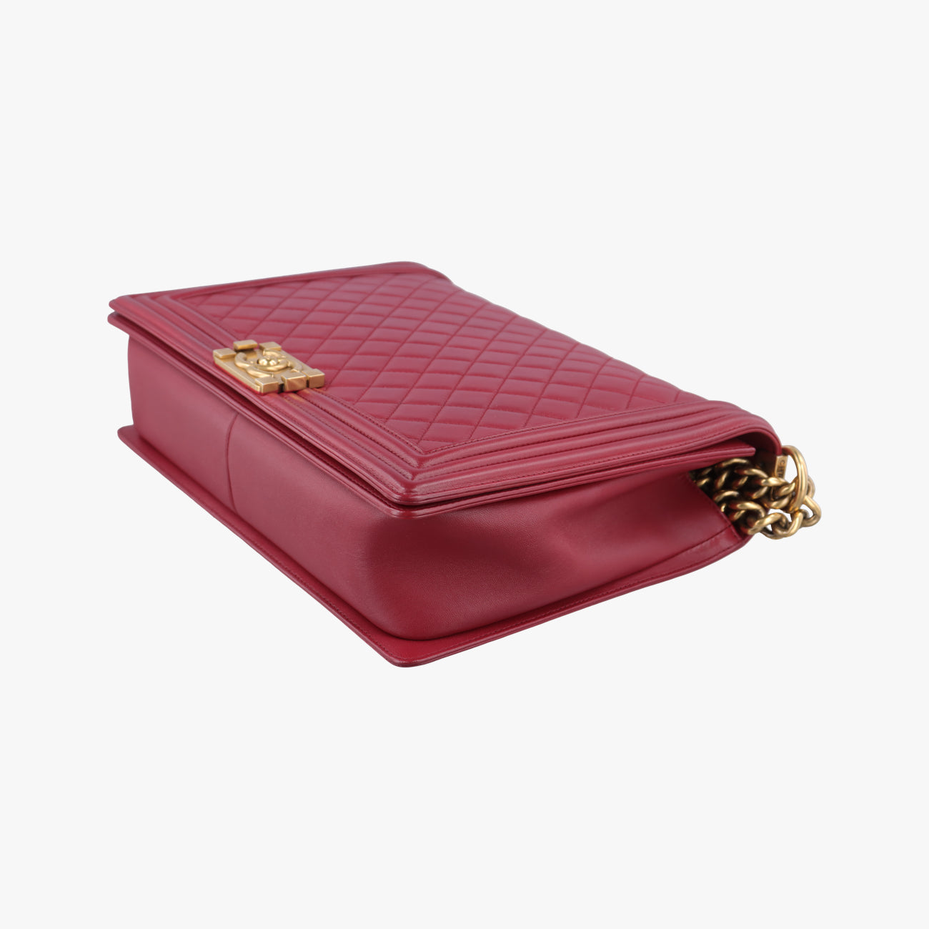 Pre-owned Chanel BOY CHANEL Red lambskin A67087 shoulderbag | stylenewstar