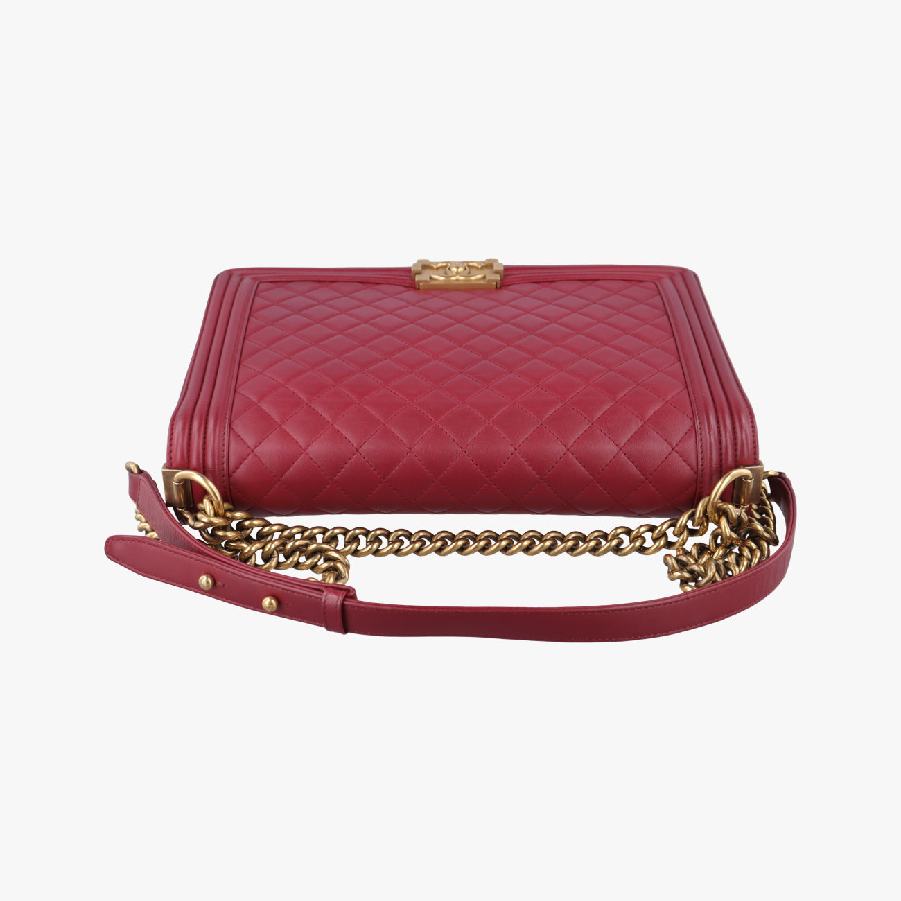 Pre-owned Chanel BOY CHANEL Red lambskin A67087 shoulderbag | stylenewstar