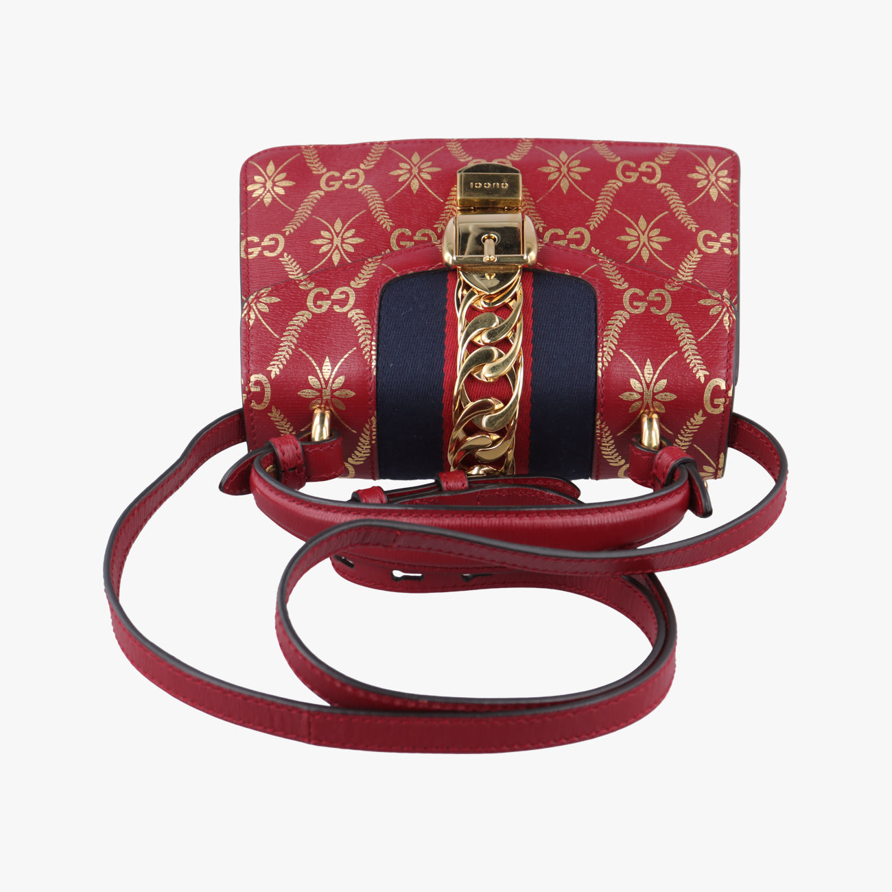 Pre-owned Gucci Sylvie red×Multicolour Leather 470270 shoulderbag | stylenewstar