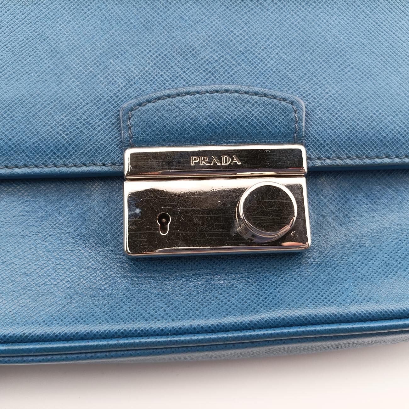Secondhand Prada Sound Rock Blue Saffiano Leather BT0974 shoulderbag | stylenewstar
