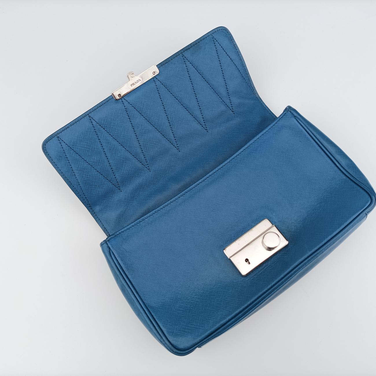 Secondhand Prada Sound Rock Blue Saffiano Leather BT0974 shoulderbag | stylenewstar