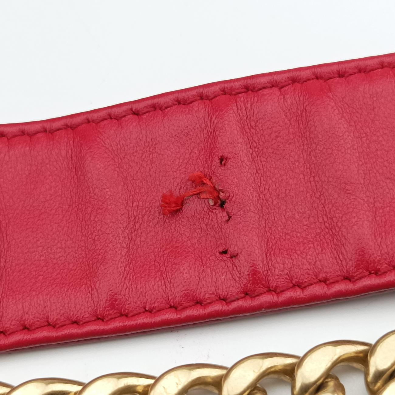 Pre-owned Prada Impunture Diagramme Red leather 1BH102 shoulderbag | stylenewstar