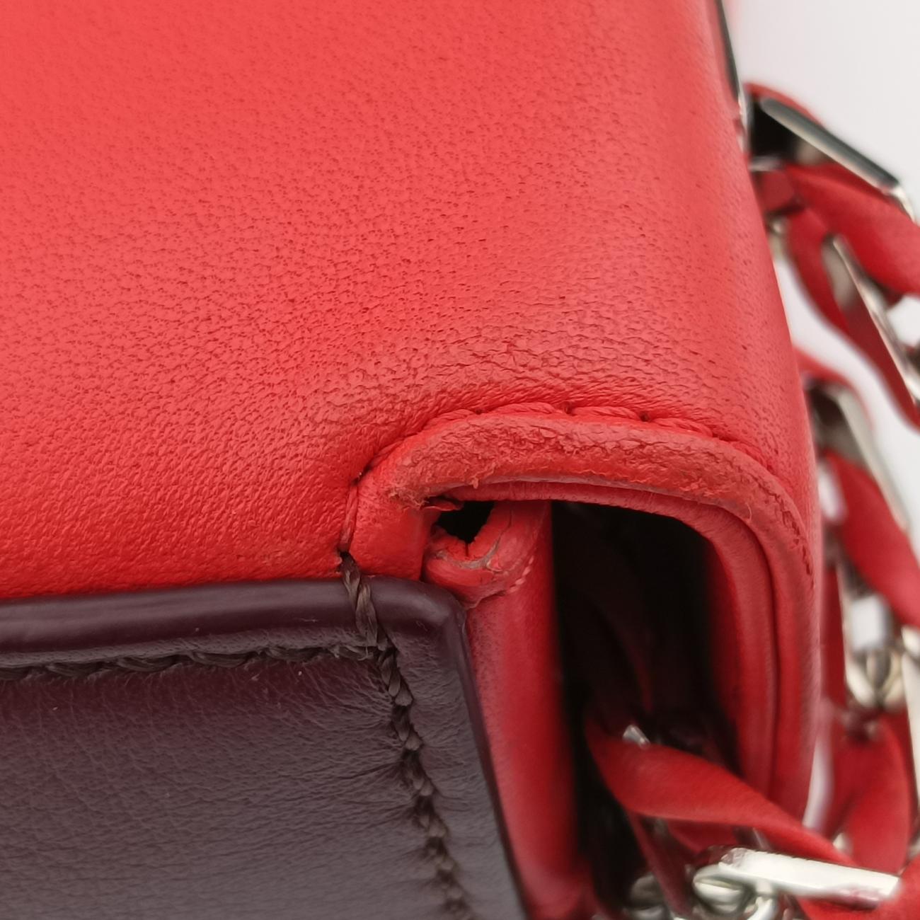 Vintage Fendi Be Baguette Red×Brown Leather 8BR677 shoulderbag | stylenewstar