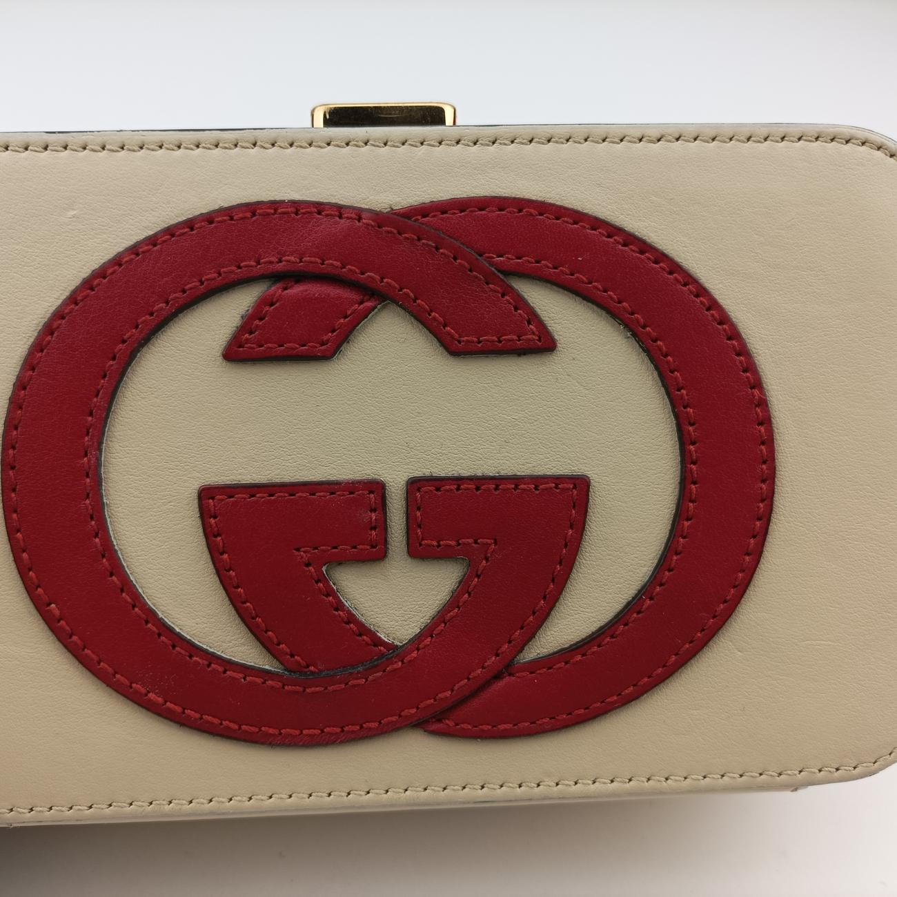 Pre-owned Gucci Interlocking G White×red Leather 658230 shoulderbag | stylenewstar