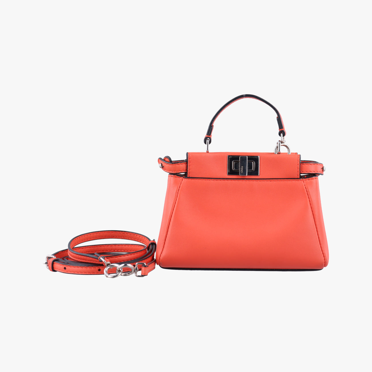 Pre-owned Fendi Micro Peekaboo Orange Leather 8M0355 shoulderbag | stylenewstar