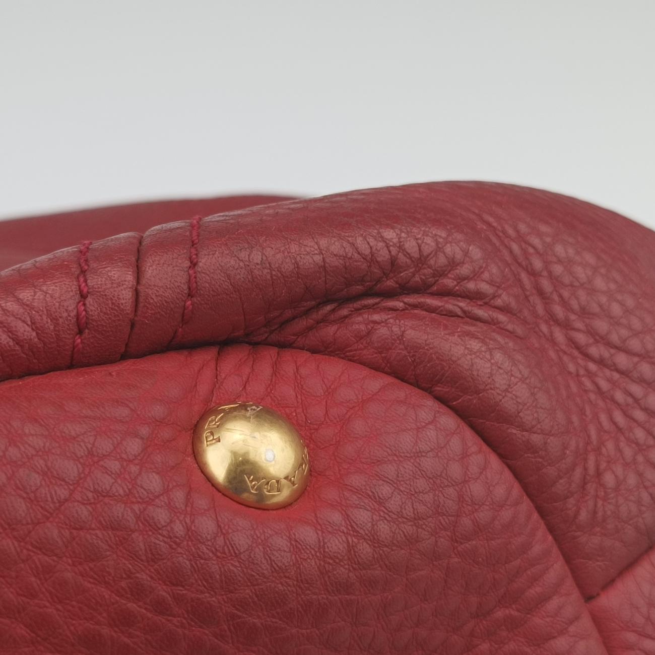 Pre-owned Prada Triangle logo Red Leather B2343M shoulderbag | stylenewstar