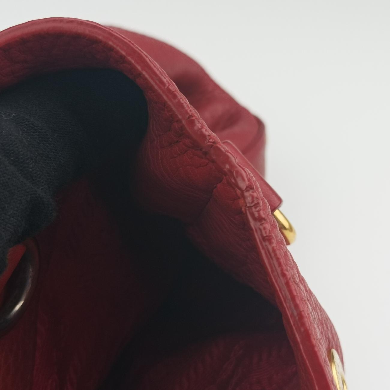 Pre-owned Prada Triangle logo Red Leather B2343M shoulderbag | stylenewstar