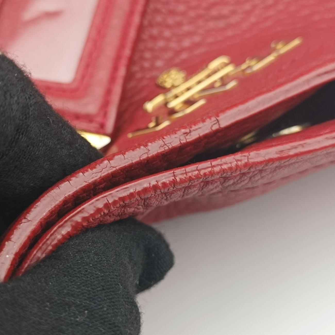 Pre-owned Prada Triangle logo Red Leather B2343M shoulderbag | stylenewstar