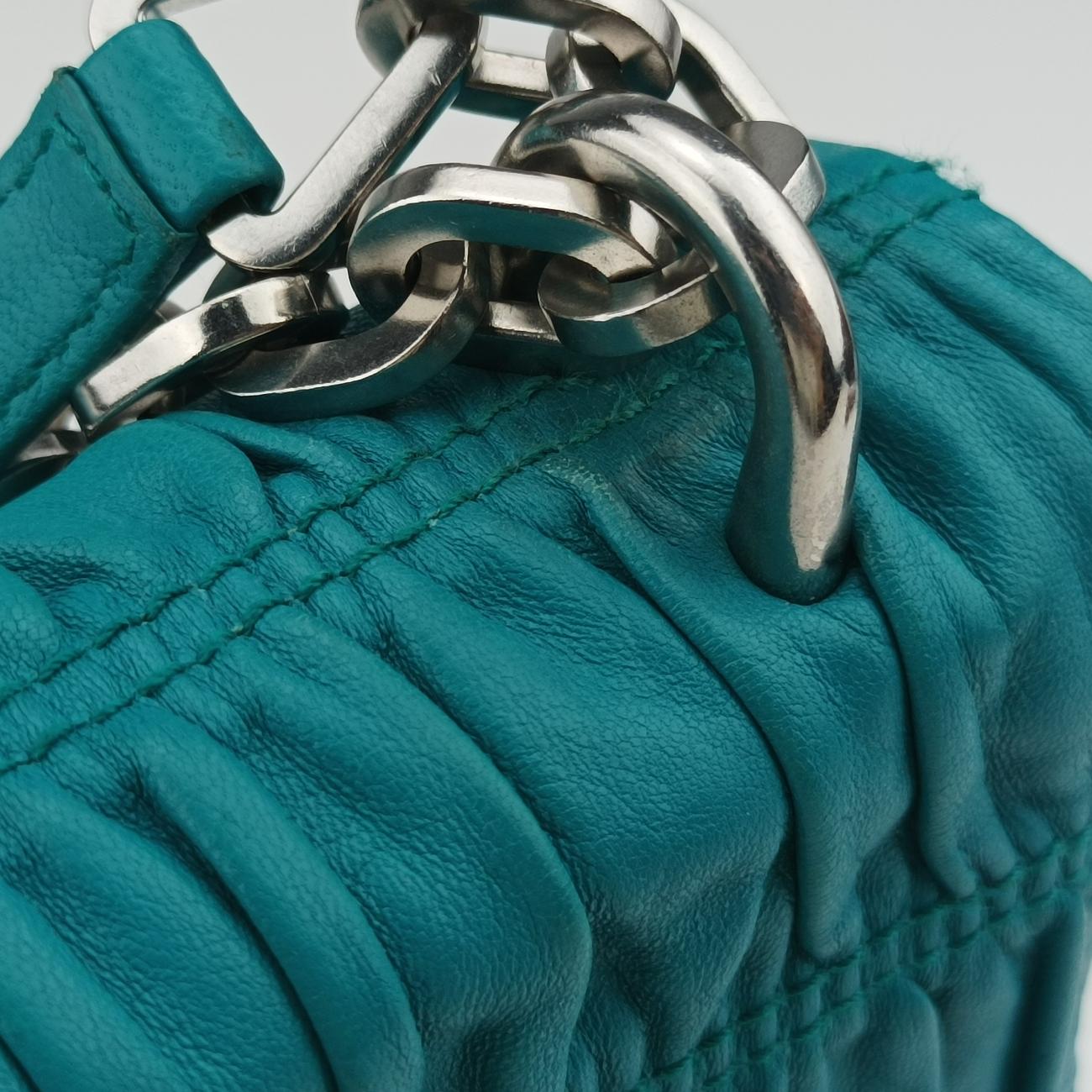 Pre-owned Prada Nappa Gaufre Nero Handbag Blue Nappa Leather  shoulderbag | stylenewstar