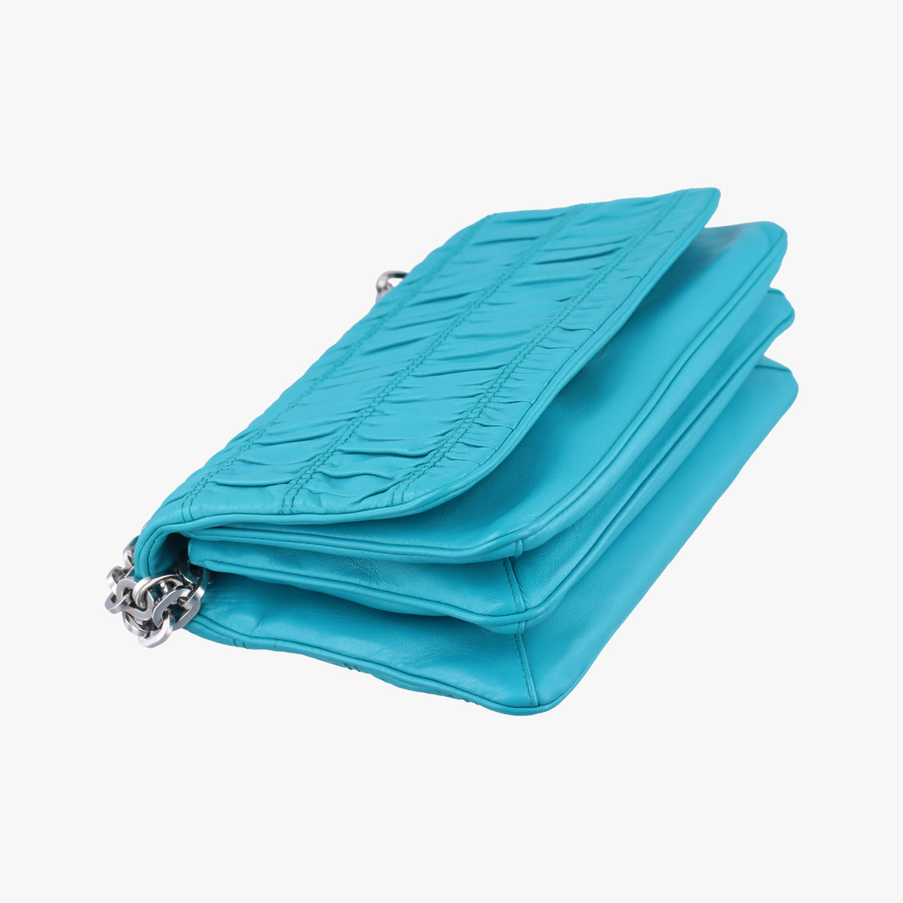 Pre-owned Prada Nappa Gaufre Nero Handbag Blue Nappa Leather  shoulderbag | stylenewstar