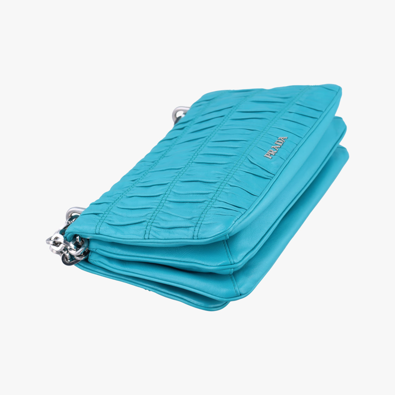 Pre-owned Prada Nappa Gaufre Nero Handbag Blue Nappa Leather  shoulderbag | stylenewstar