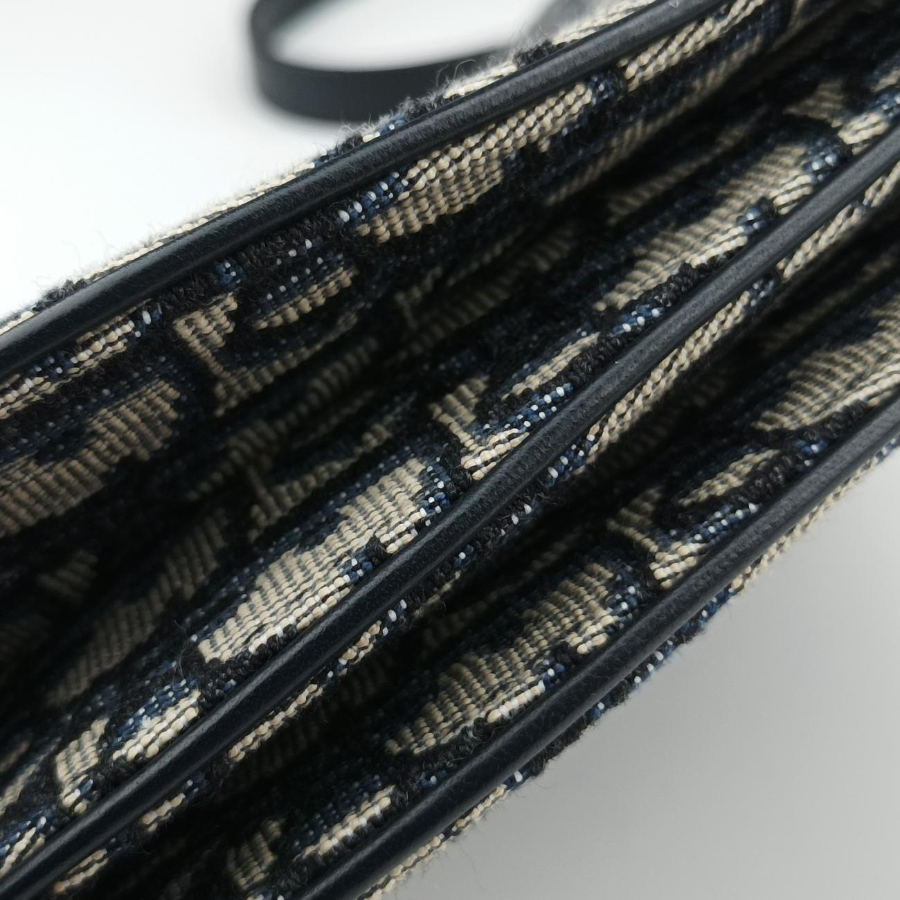 Pre-owned Christian Dior Saddle Navy×Gray Jacquard  shoulderbag | stylenewstar