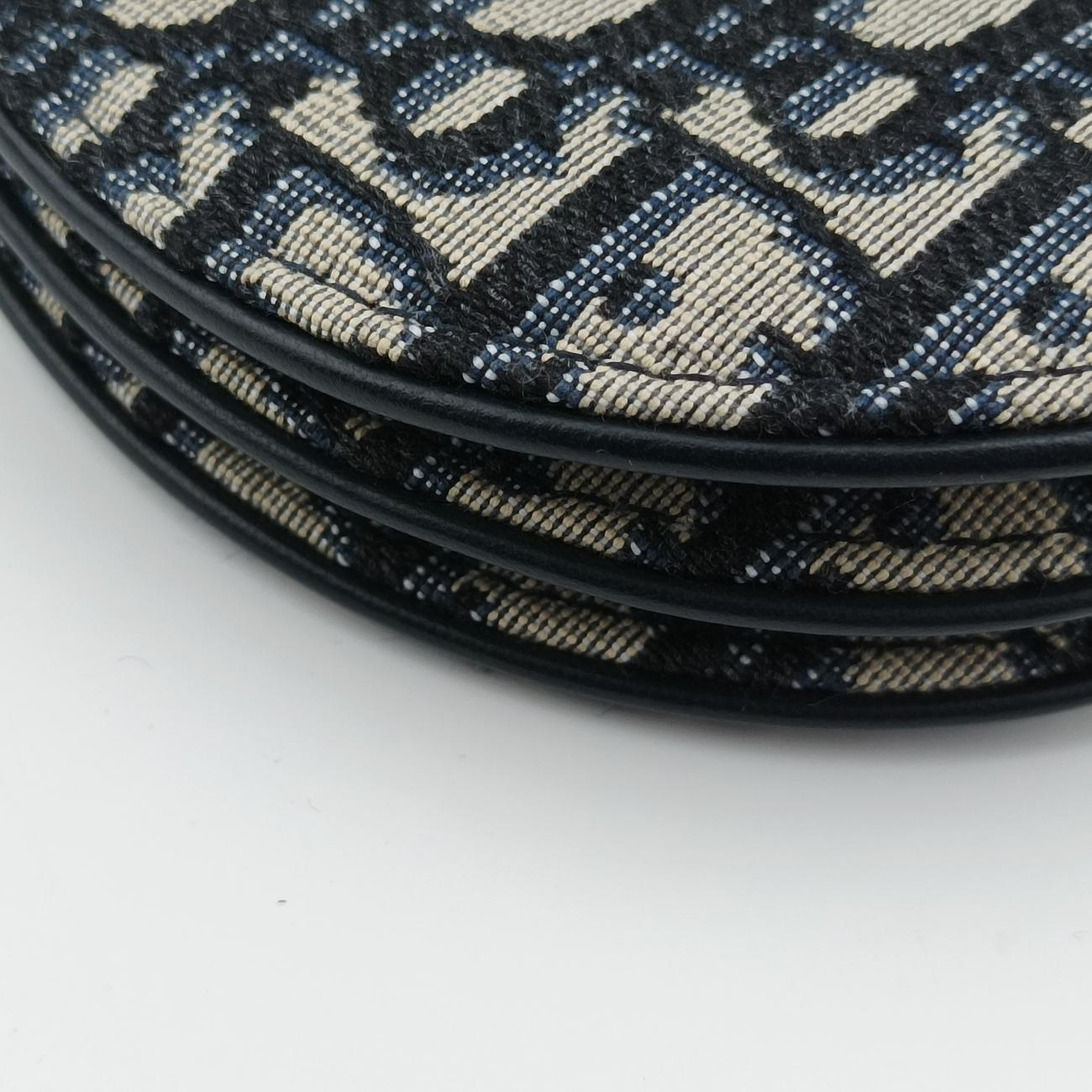 Pre-owned Christian Dior Saddle Navy×Gray Jacquard  shoulderbag | stylenewstar