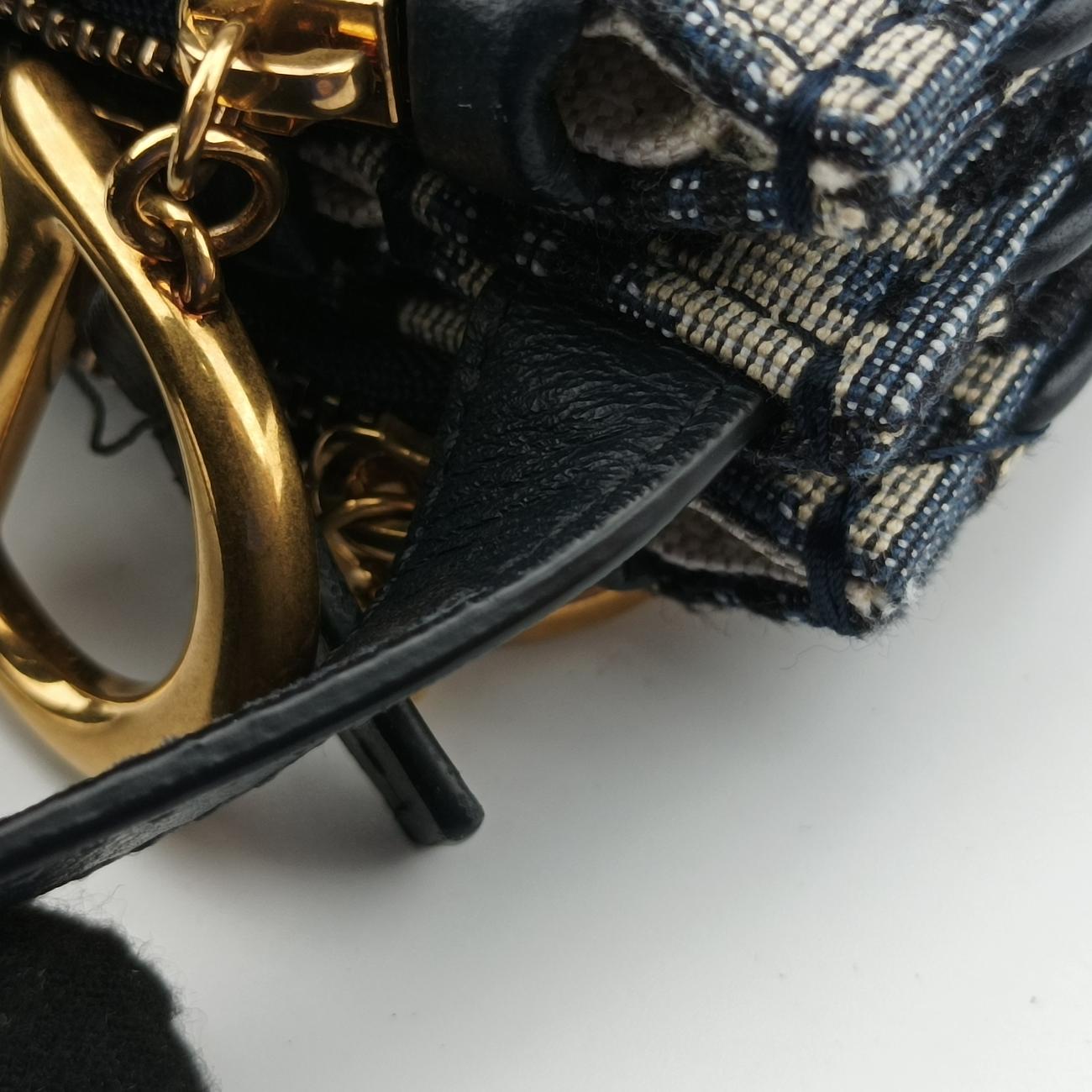 Pre-owned Christian Dior Saddle Navy×Gray Jacquard  shoulderbag | stylenewstar