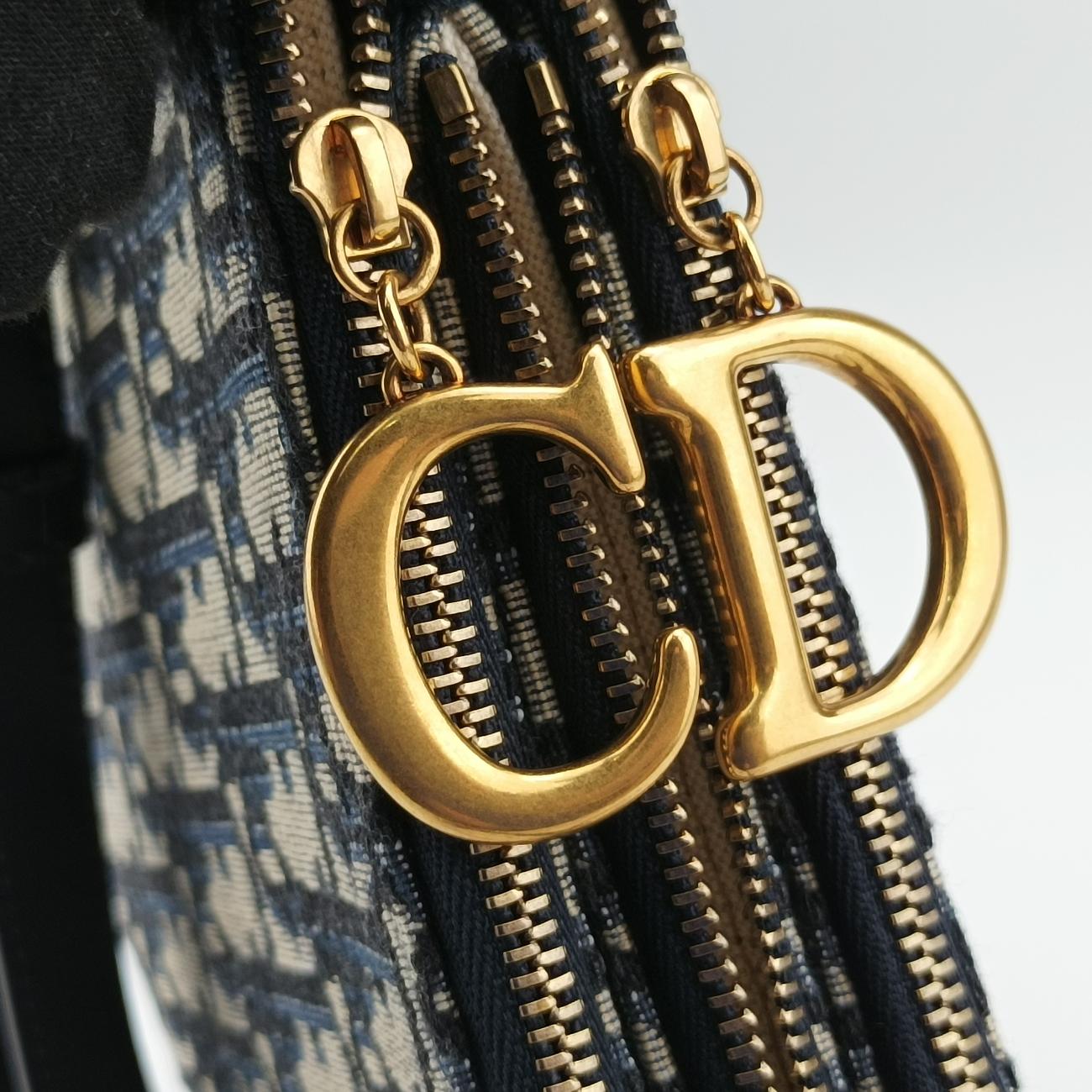 Pre-owned Christian Dior Saddle Navy×Gray Jacquard  shoulderbag | stylenewstar