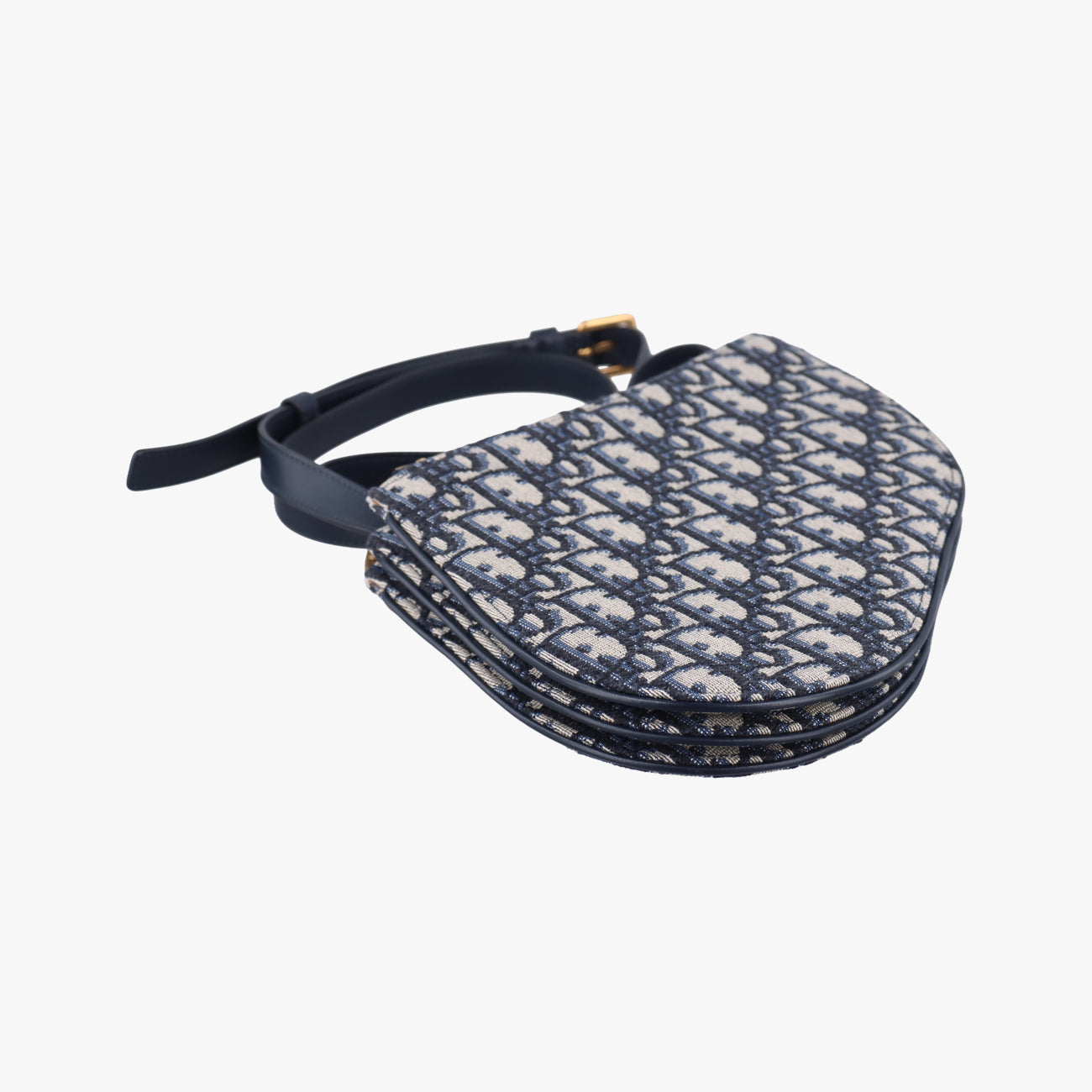 Pre-owned Christian Dior Saddle Navy×Gray Jacquard  shoulderbag | stylenewstar