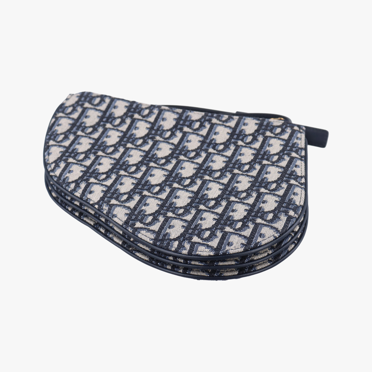 Pre-owned Christian Dior Saddle Navy×Gray Jacquard  shoulderbag | stylenewstar