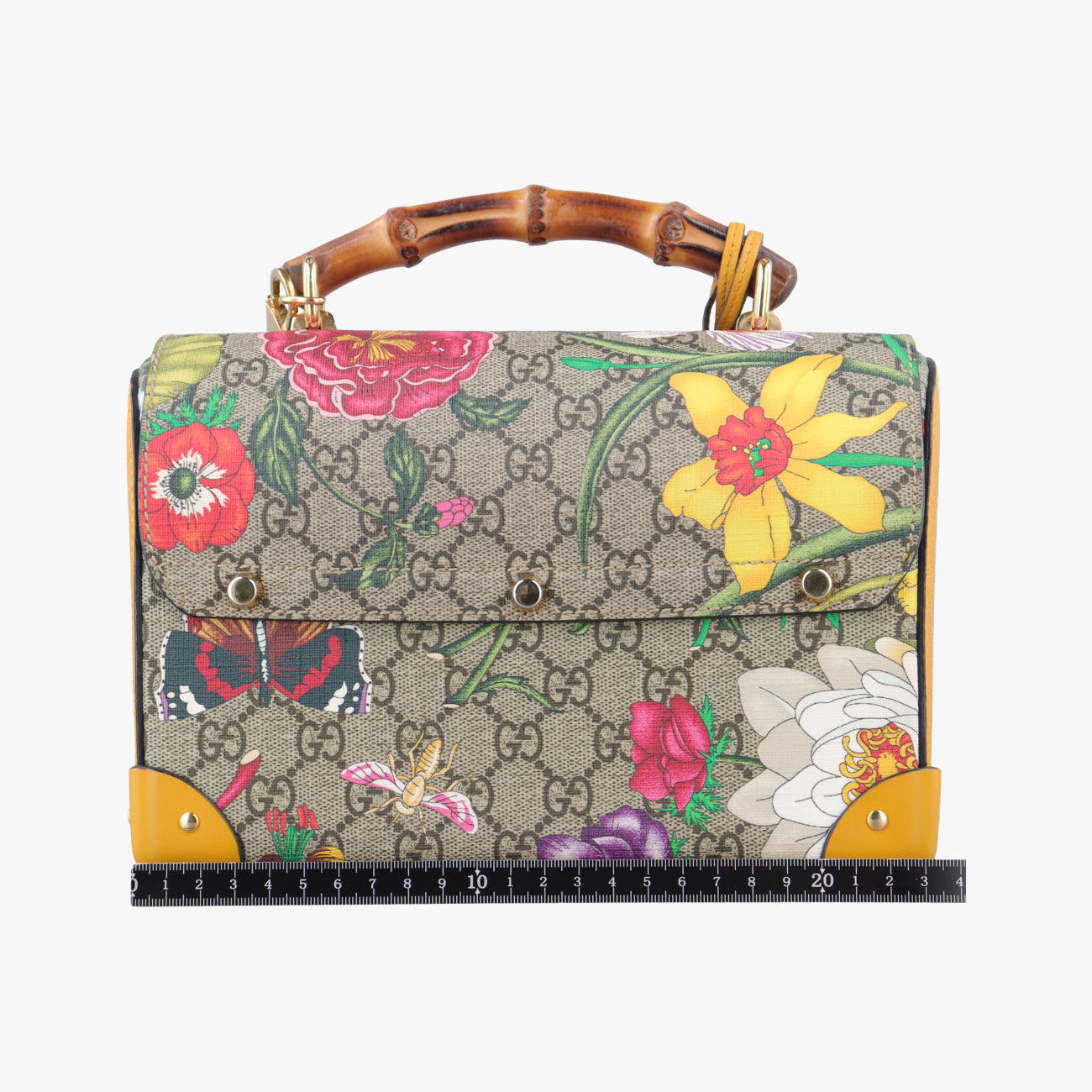 Pre-owned Gucci GG flora Padlock Bamboo Beige×Yellow×Multicolour PVC coated canvas 603221 shoulderbag | stylenewstar