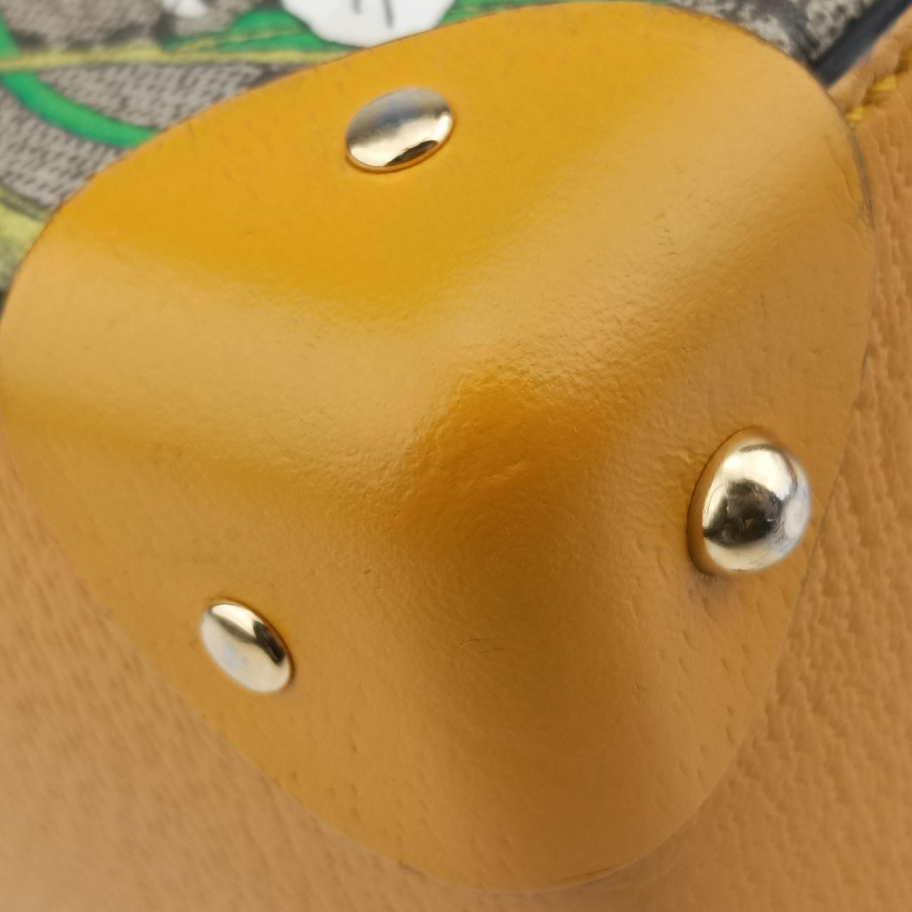 Pre-owned Gucci GG flora Padlock Bamboo Beige×Yellow×Multicolour PVC coated canvas 603221 shoulderbag | stylenewstar