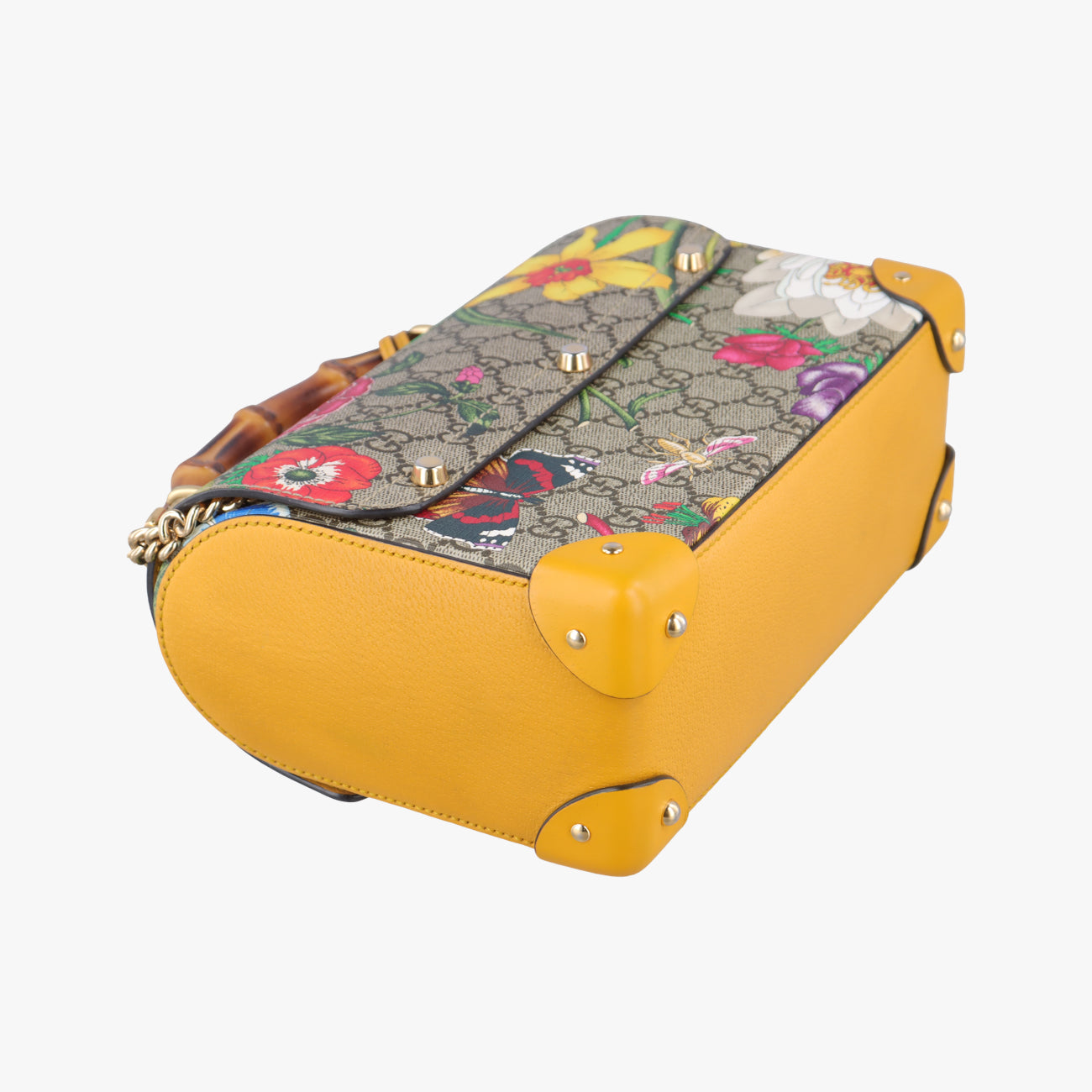 Pre-owned Gucci GG flora Padlock Bamboo Beige×Yellow×Multicolour PVC coated canvas 603221 shoulderbag | stylenewstar
