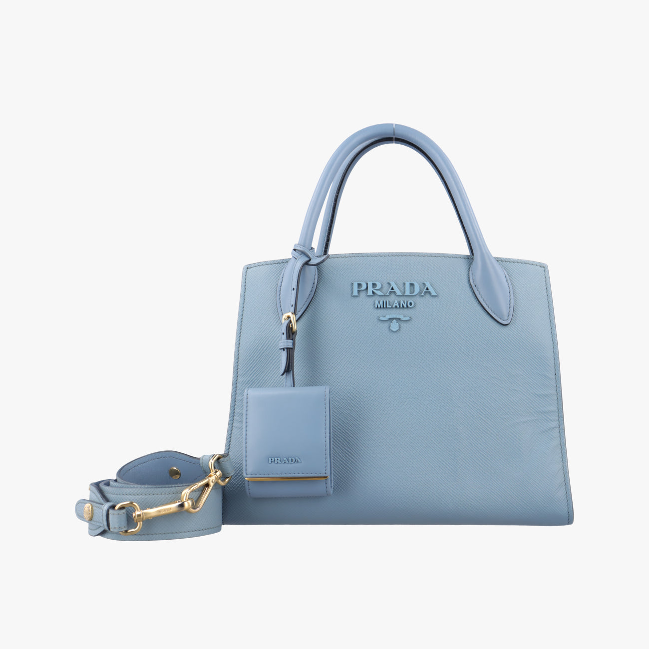 Pre-owned Prada Monochrome Blue SAFFIANO Leather 1BA156 shoulderbag | stylenewstar
